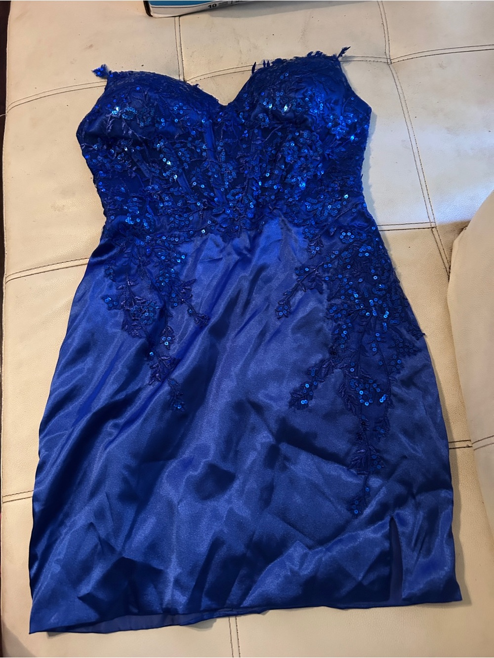 Amazon Strapless Sequin Dress in Royal Blue